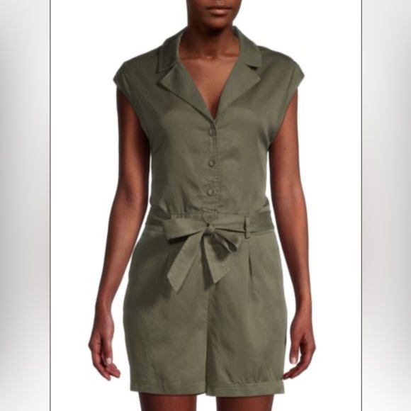 Ellen Tracy Belted Chambray Romper - Picture 1 of 4